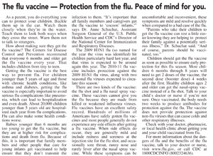 CDC Influenza Matte Article - Parents